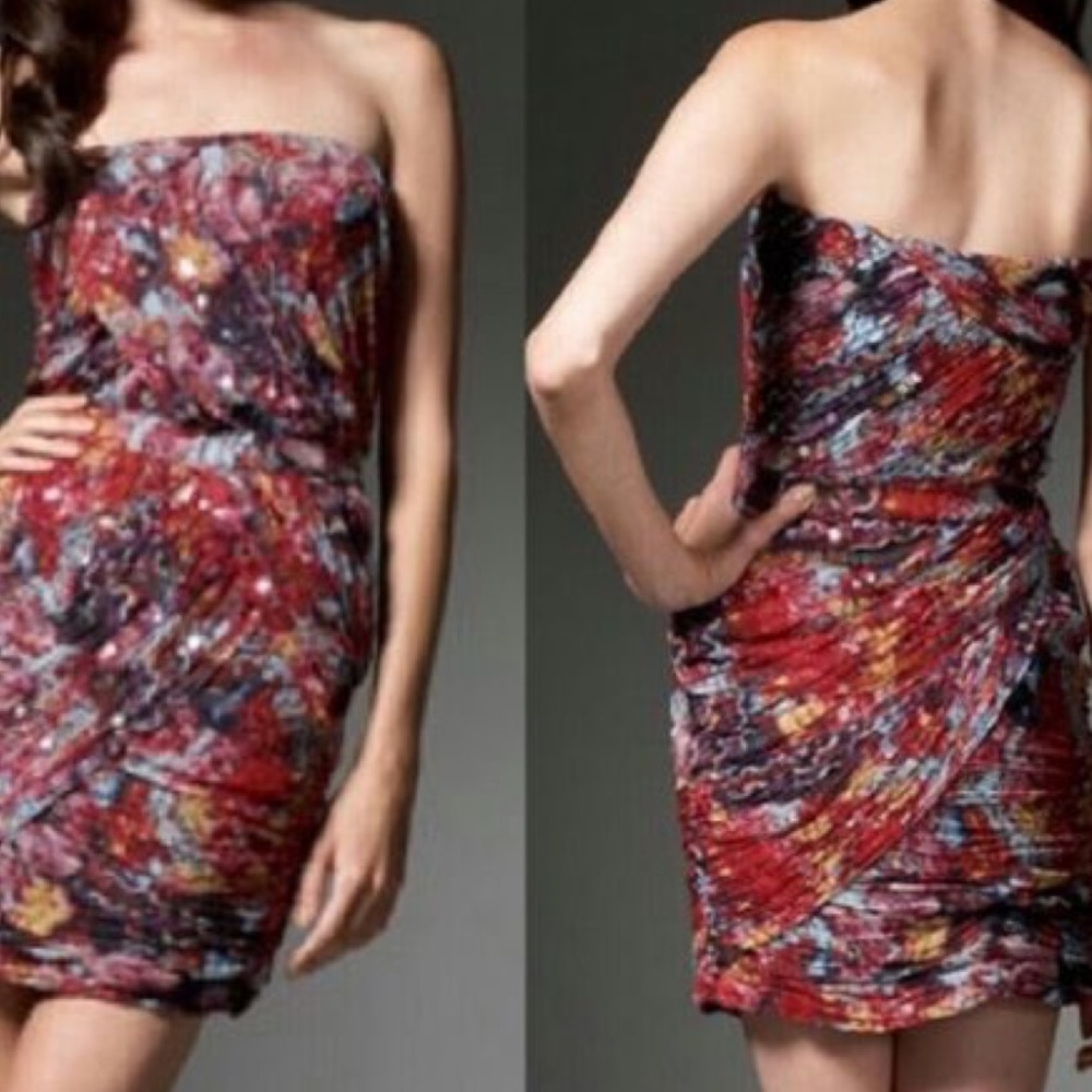 Diane Von Furstenberg DVF strapless silk dress
